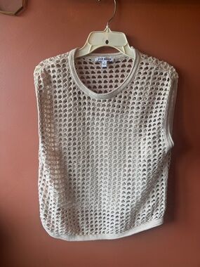 Steve Madden Crochet Knit Sleeveless Top in Cream